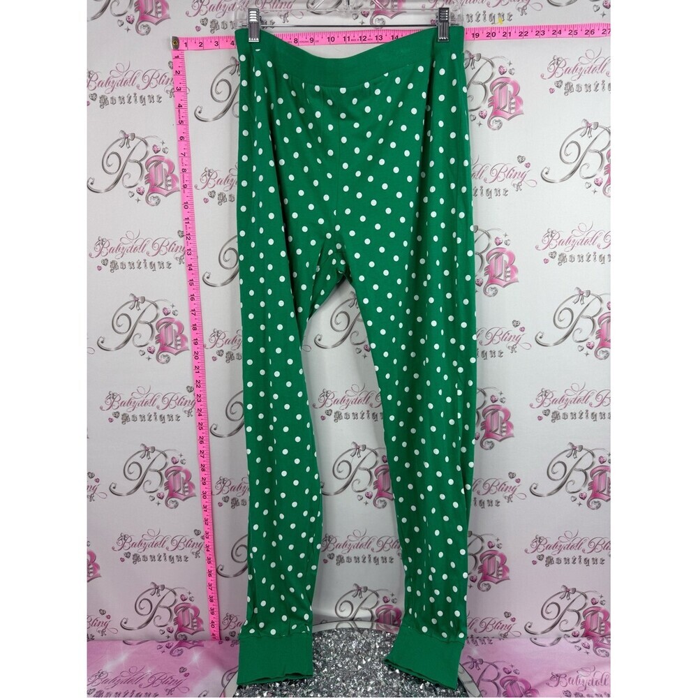 La Vie En Rose pants pj bottoms dotted Green Polka Dot Leggings